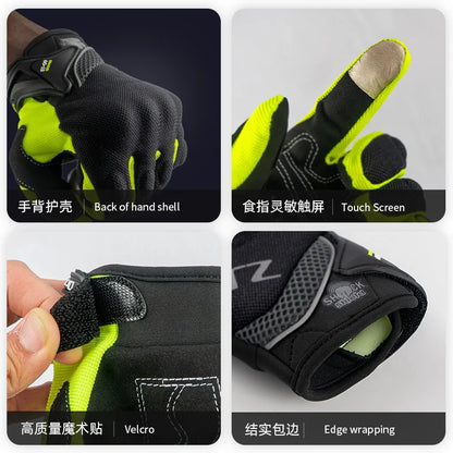 ORZ Motocross Anti-Skid Breathable Riding Racing Head Locomotive Touch Screen Full Finger Gloves Men Summer