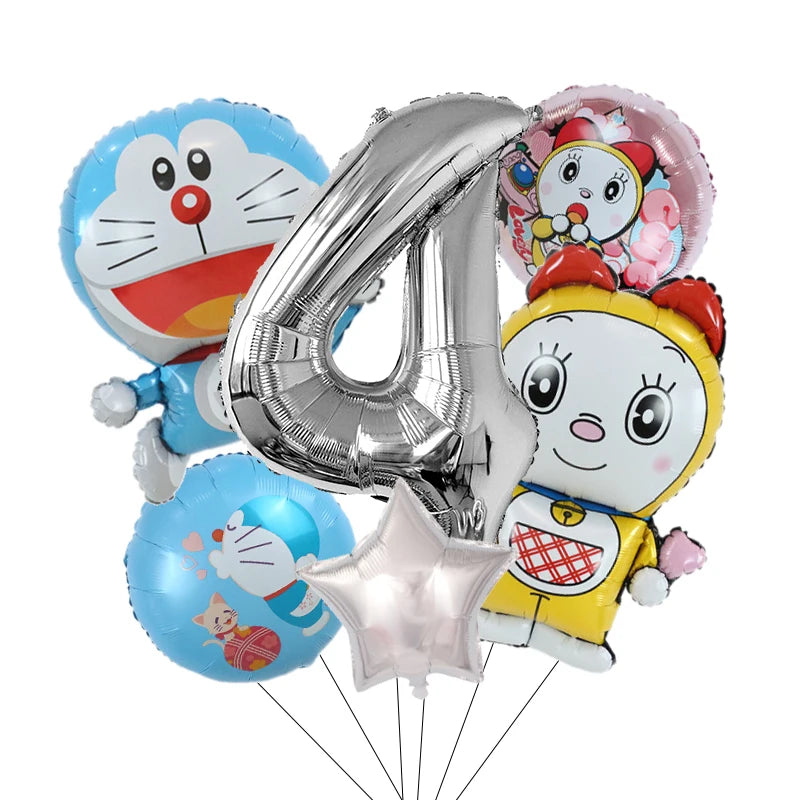 Doraemons Number 1-10 Balloons Girls Boys Birthday Decorations Baby Shower Gender Reveal Balloon Party Supplies Kids Toys Gift