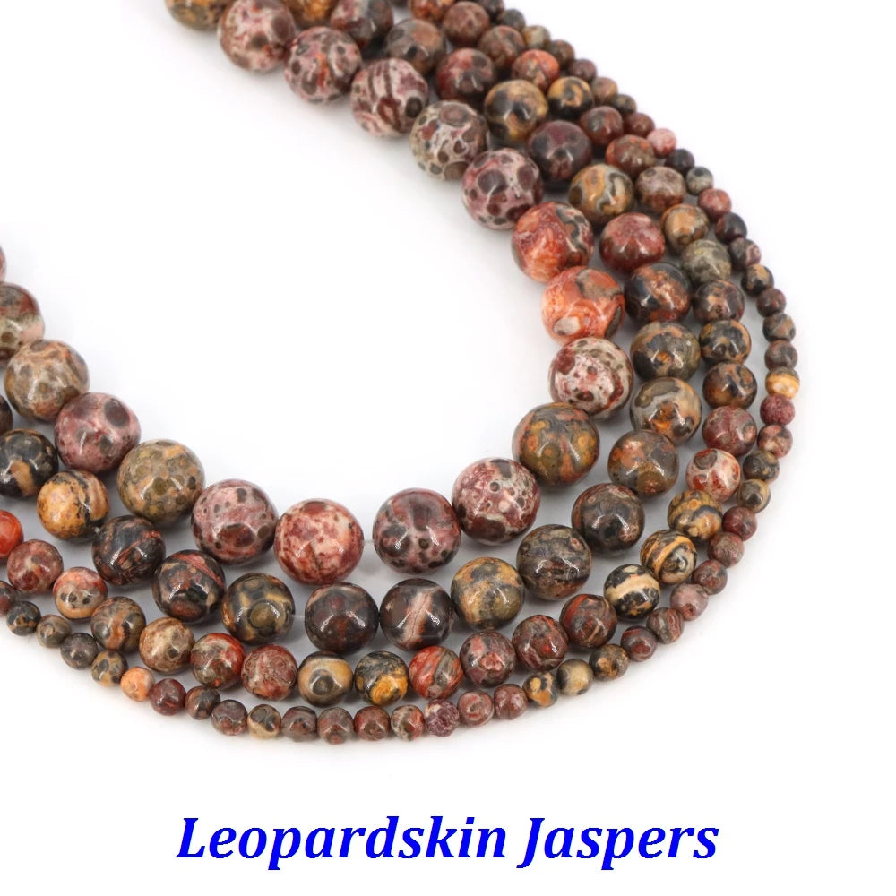 Natural Stone 4 6 8 10mm Round Leopardskin Jaspers Stone Spacer Loose Bead For Jewelry Making DIY Bracelet Needlework Accessorie
