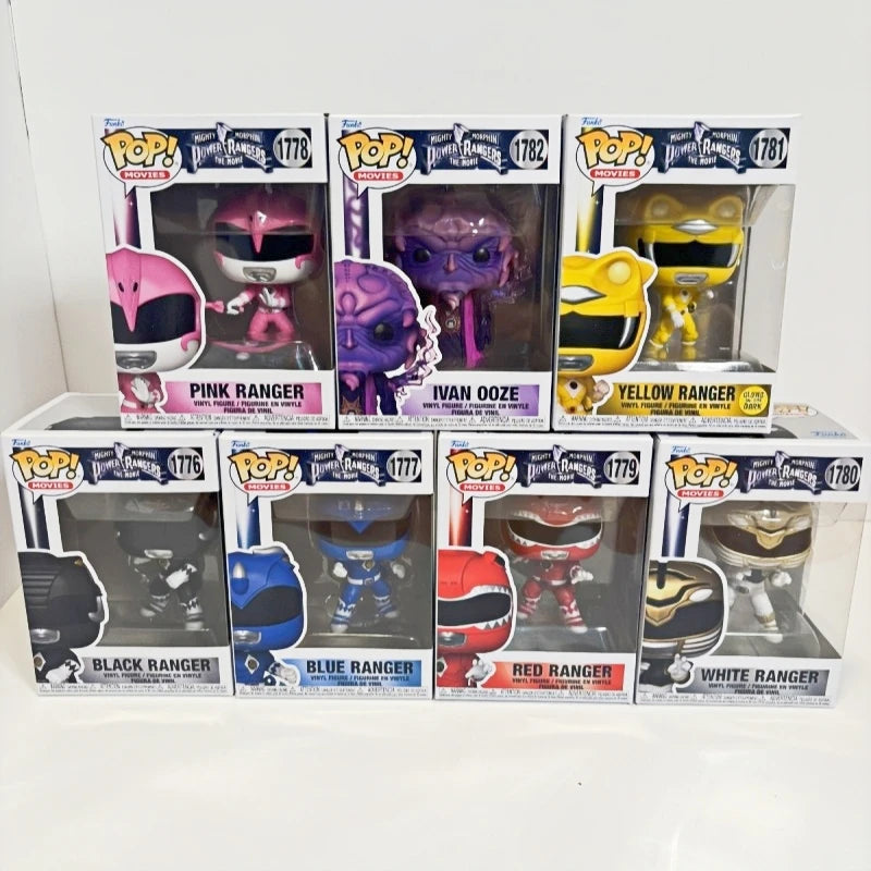 Funko Pop! Mighty Morphin Power Rangers Red Black Yellow Blue Pink Ranger Lvan Ooze Ninja MegaZord Figure Collectible Model Gift
