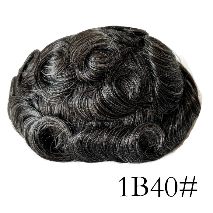 0.08mm Thickness PU Poly Base Double Knotted Toupee Human Hair Durable Time Long Lifespan Men's Capillary Prothesis