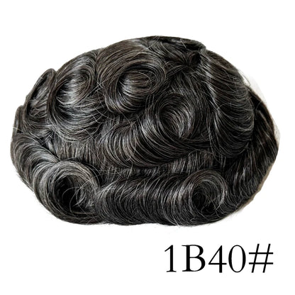 0.08mm Thickness PU Poly Base Double Knotted Toupee Human Hair Durable Time Long Lifespan Men's Capillary Prothesis