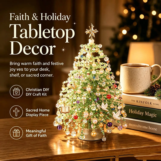 Mini Desktop Christmas Tree DIY Beaded Christmas Tree Kit Bead Holiday Craft DIY Set Christmas Halloween Ornaments Xmas Decor