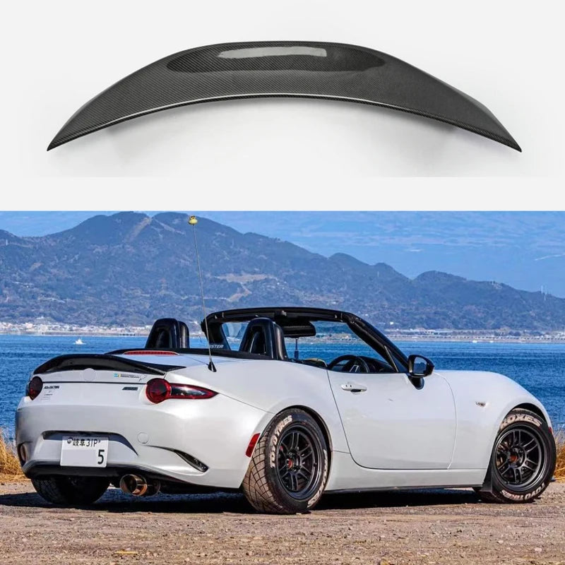 For Mazda MX5 Miata ND RF LMS Style Confiber Fiber Glass Unpainted Duckbill Spoiler Trunk Wing Lip Racing AccessoriTrim