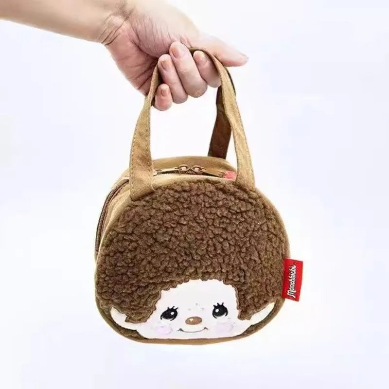 NewJapanese Cartoon Cute Plush Handbag Monchichi Small Items Storage Bag Going Out Hand Bag Coin Purse Birthday Gift for Friends