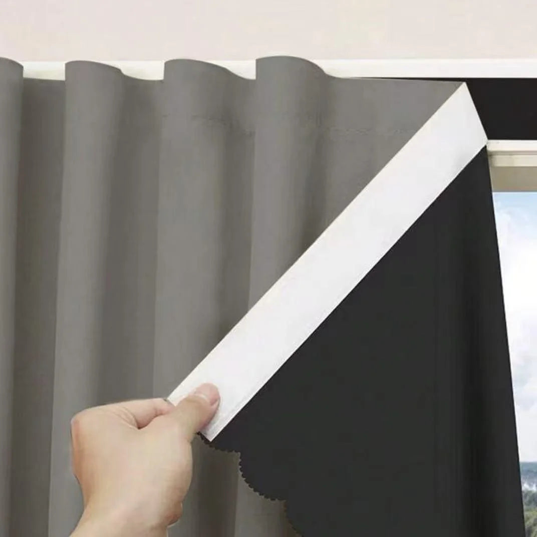 1pc  High Cost-Effective White 100% Blackout Curtains, No-Drill Self-Adhesive, Cozy Decor for Bedroom Kitchen