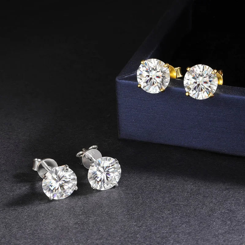 EWYA Luxury 0.4-4CT D Color Moissanite Screw Earrings For Women Party Fine Jewelry 4 Prong S925 Sterling Silver Diamond Earring