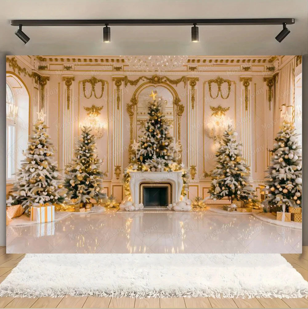 Christmas Glitter Photography Backdrop Street Xmas Gifts Pine Tree Family Portrait Festival Party Studio Photo Background Banner