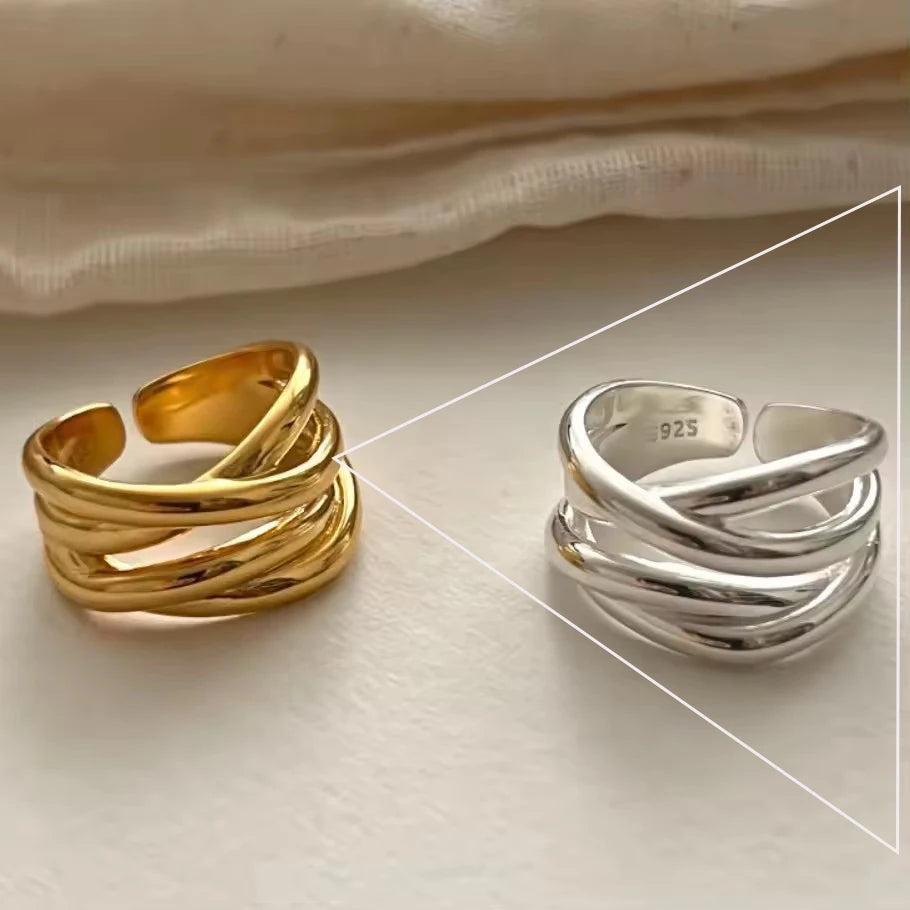 PANJBJ 925 Sterling Silver Geometry Crystal Ring For Women Ellipse Exaggerated Punk Water Drop Open Jewelry Gift Dropshipping