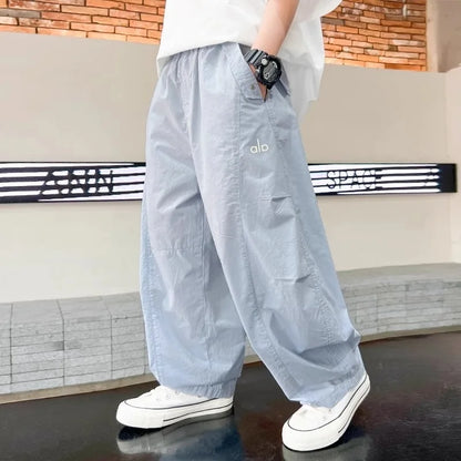 Teen Boys Pants 2026 New Spring Autumn Pants Children's Straight Trousers Teenager Wide-legged Cargo Pants Kids Loose Clothes