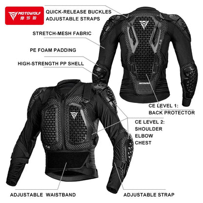 Motorcycle Jacket Men Women Motorcycle Full Body Armor Jacket Moto Turtle Motocross Racing Jacket CE Approved Protective Gear