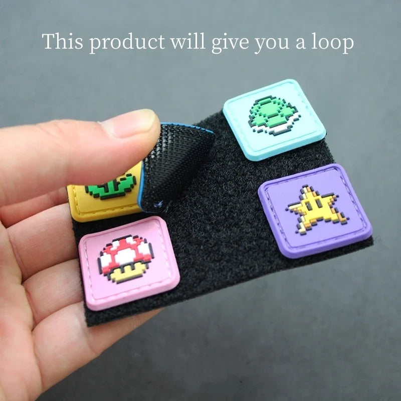Pixel Cartoon PVC Patch for Clothing Customs Clearance Game Tactical Morale Badge on Backpack Applique Hook Loop Armband Sticker