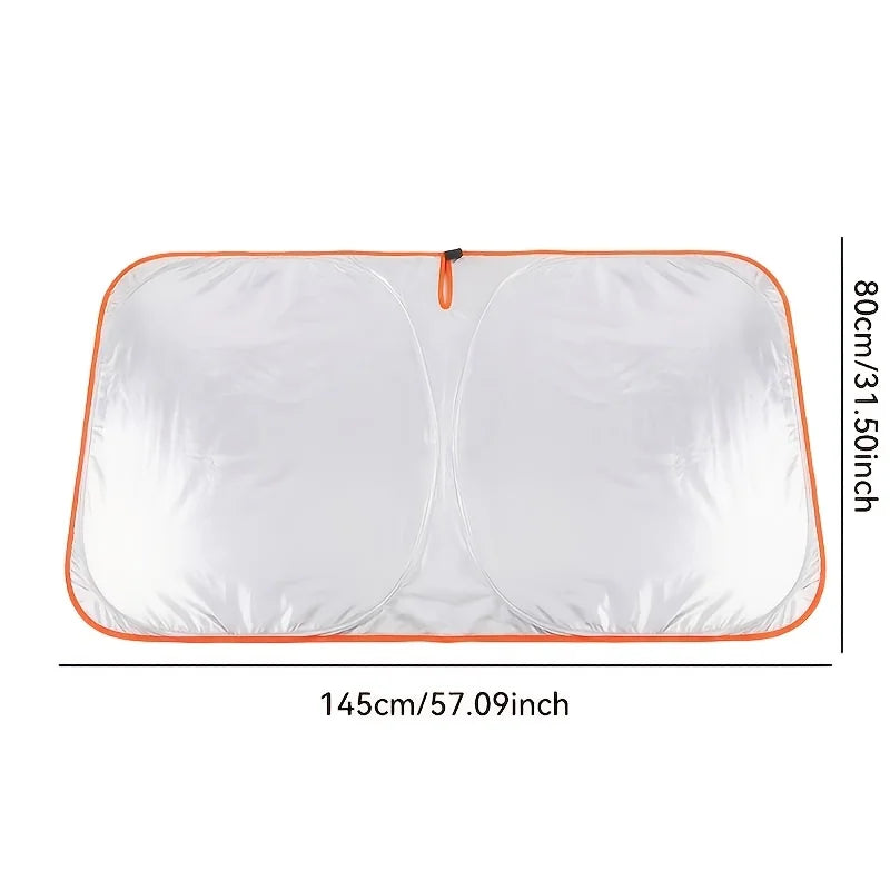 Car Front Windshield Sunshade，Convenient Storage Design，No-Drill Car Sunshade Canopy，Fully Seamless Edge-to-Edge Fit，Equipped Wi