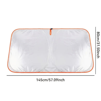 Car Front Windshield Sunshade，Convenient Storage Design，No-Drill Car Sunshade Canopy，Fully Seamless Edge-to-Edge Fit，Equipped Wi
