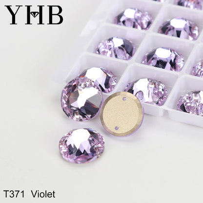 YHB Top Quality XIRIUS Glass Crystal AB Moonlight Sewing Stones Flatback Sew on Rhinestones For Garment Clothes Bags