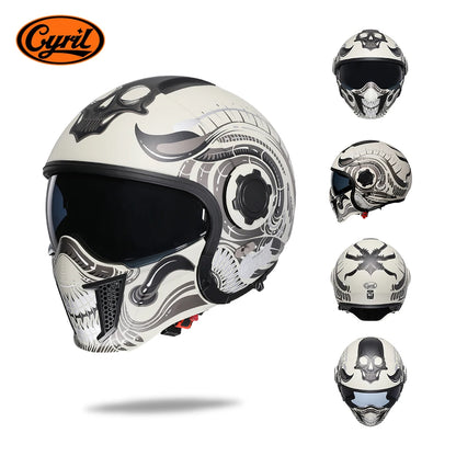 Full Face Open Face Motorcycle Helmet Double Lens Modular Helmets DOT ECE APPROVED CYRIL OP12A Man Woman Retro Moto Helmet