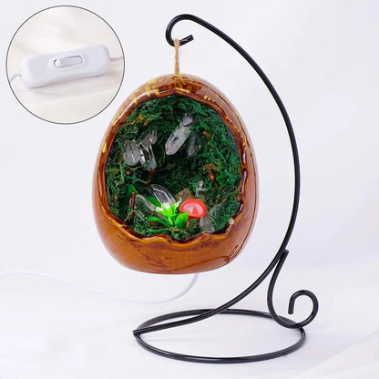 Natural Amethyst Cave Table Lamp Dinosaur Egg Bedroom LED Night Light Bedside Lamp Amethyst Flower Handicraft Home Decoration