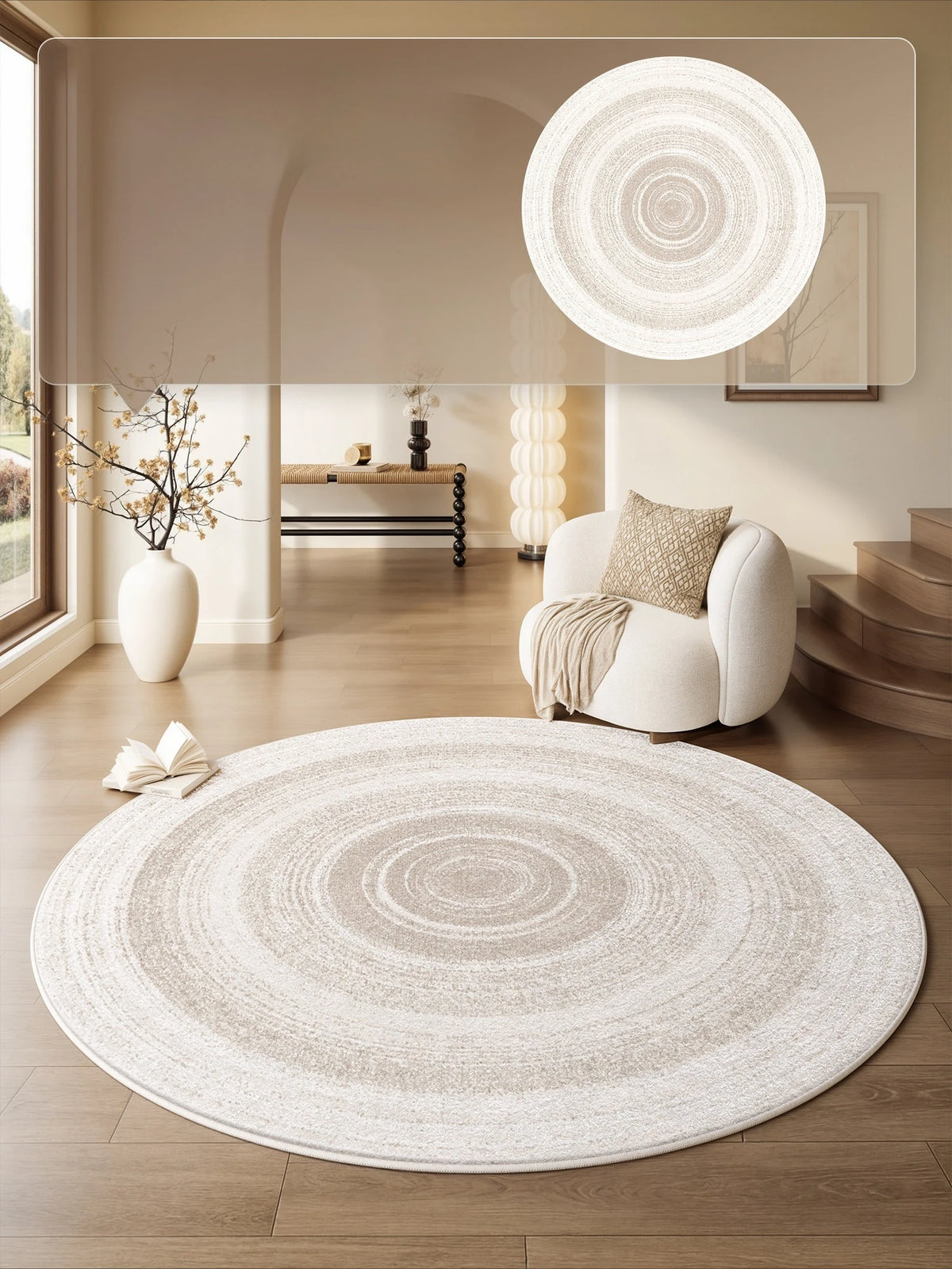 Cream Style Carpets for Living Room Minimalist Bedroom Decor Round Carpet Fluffy Soft Lounge Floor Mat Thick Plush Cloakroom Rug