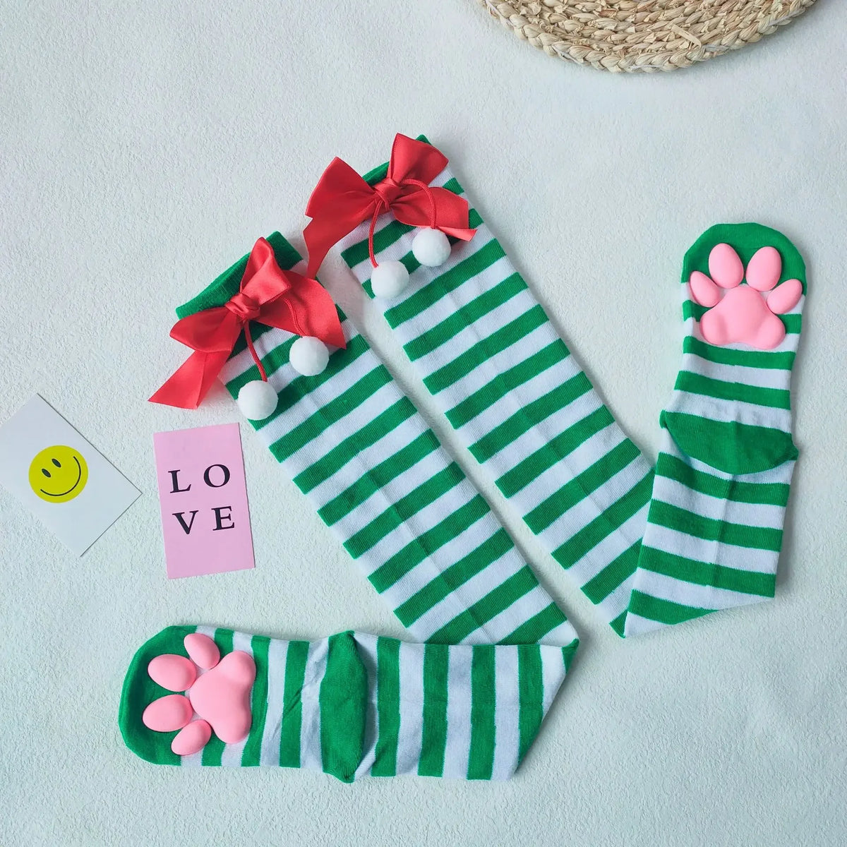 Womens Over Above Knee Socks Thigh High Stockings Kitten Claw Cat Paw Pad Ladies pink 3D Long Sock Cosplay Harajuku Y2k female