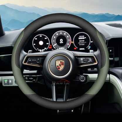 Leather Car Steering Wheel Cover for Porsche Cayenne Macan Panamera 718 2024 2025 Accessories