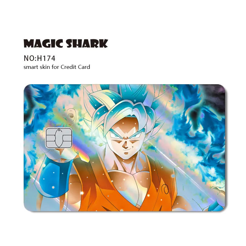 Magic Shark Goku Vegeta Cool Shinny Holographic Laser Credit Debit Card Sticker Film Front Skin Cover