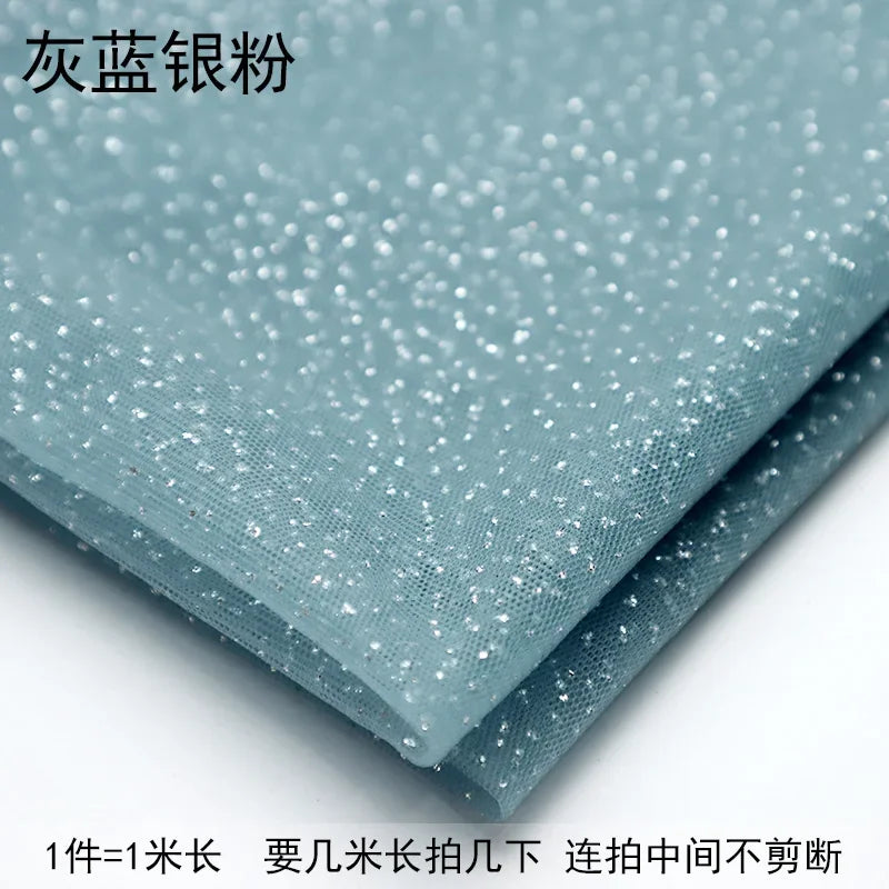 Spray Gold Silver Glitter Tulle Fabric By The Meter Black Encryption Soft for Clothing Wedding Dress DIY Sewing Designer Cloth