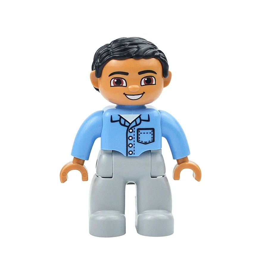 Figures Dolls Big Size Building Blocks Family Action Workers Doctor Police Farmer Compatible Large Bricks Duploes Kid Toys