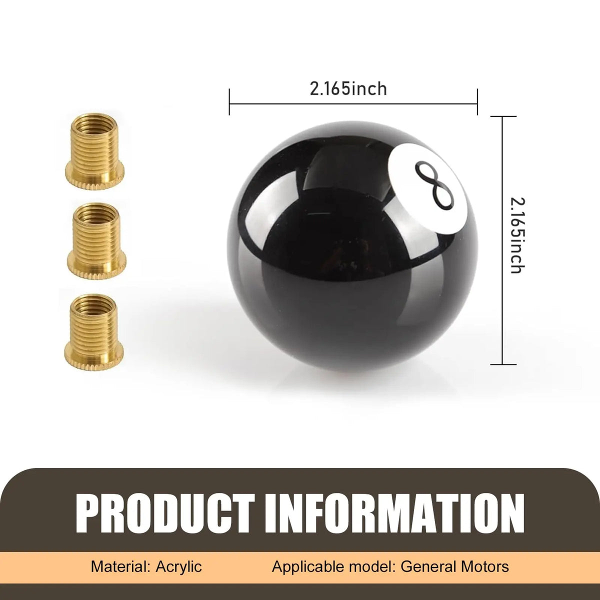 Universal Black 8 Ball Manual Gear Shift Knob Acrylic Billiards Shifter Lever Head with 3 Adapters for Car Auto Styling Acc
