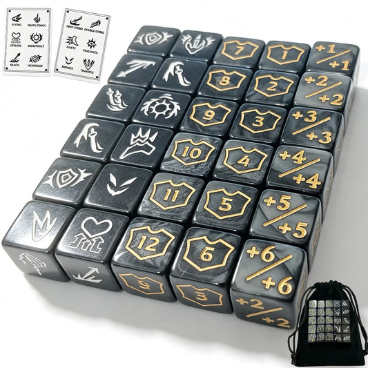 10pcs Dados Counter DND MTG +1/-1 Dice Set D&D Positive Negative Magic the Gathering Token with Storage Bag Game Accessories