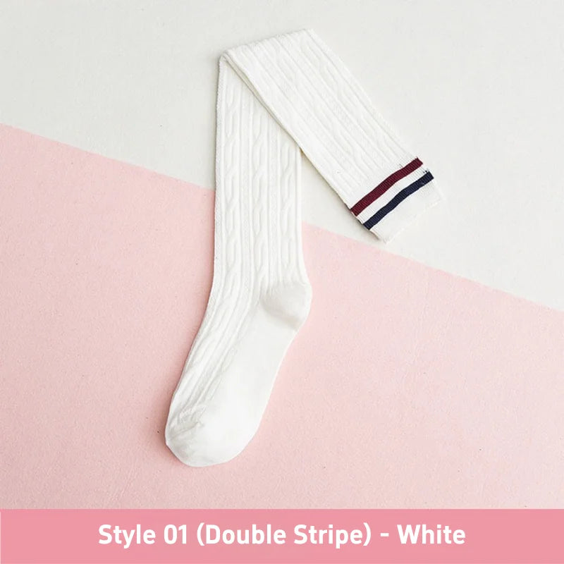 1 3 Pairs Women's Cotton Thigh High Socks Over The Knee Colorful Striped Pattern Casual Daily Wear Fashion Socks Black White