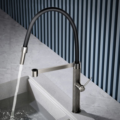 AITANA Gun Gray Luxury Brass Kitchen Faucet Single Handle Cold and Hot Dual Control Modern Design Simple Black Sink Faucet