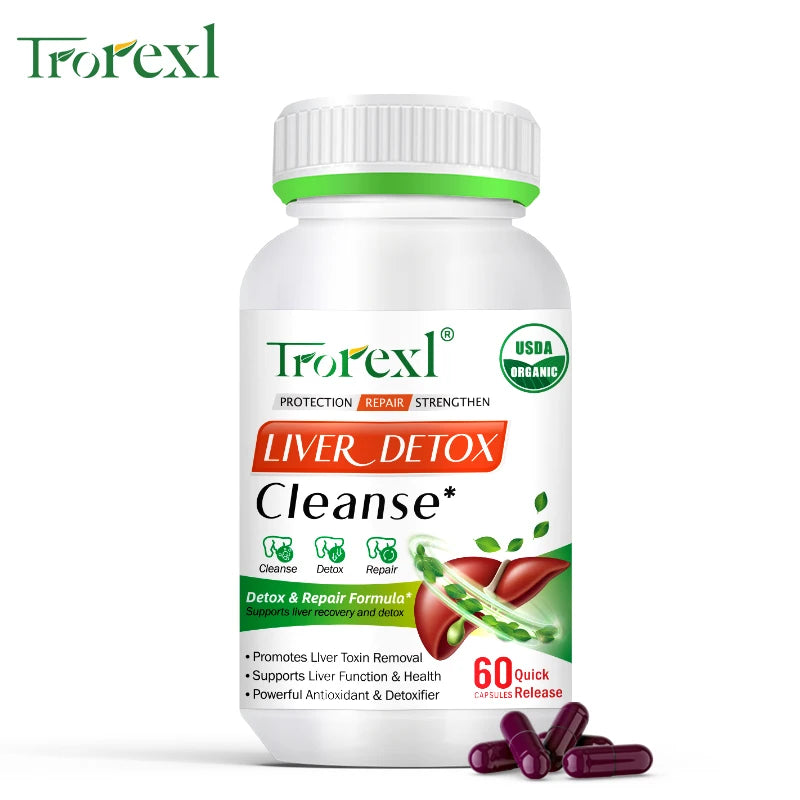 Liver Cleansing Detox Capsules Health Liver Support Colon Cleansing Repair Pills Prevent Cirrhosis Fatty Liver, Natural Herbal