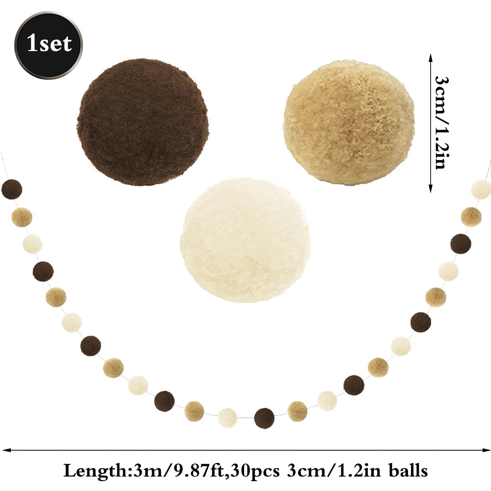 Cute Bear Kids 1st Birthday Hat Thick Non-woven Cute Bear Felt Birthday Banner Ball String Baby Shower Party Decoration Supplies
