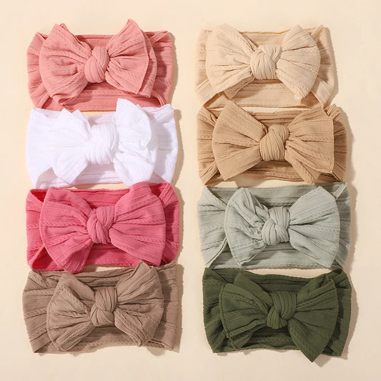 10Pcs random color nylon head band for baby girls elastic handmade bowknot boutique headscarf infant head accessories