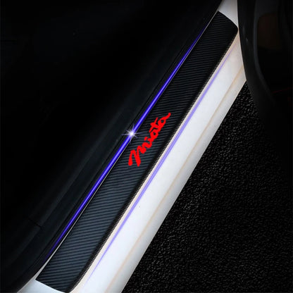 For  Mazda Miata Door Threshold Plate Car Door Sill Step Plate Carbon Fiber Pu leather Car-Styling