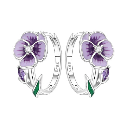 PANPOKI Original 925 Sterling Silver Beautiful Tulip Flower Earrings Women Hoop Earring Anniversary Jewelry Trendy Gifts