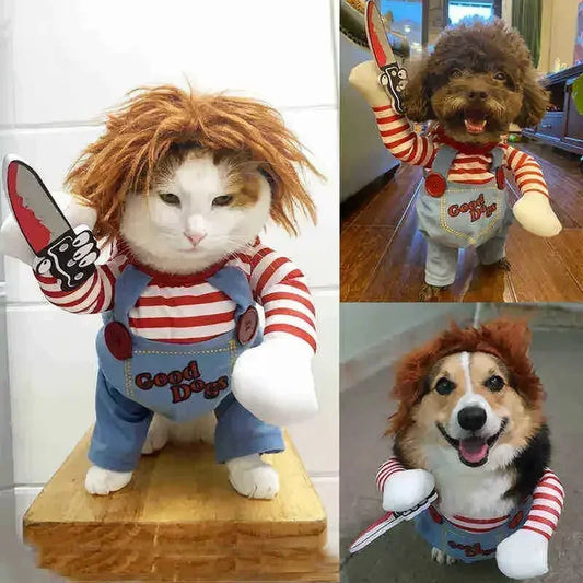 Funny Halloween Dog Costume For Small Medium Dogs Cats Adjustable Puppy Cosplay Party French Bulldog Chihuahua Pet Clothing