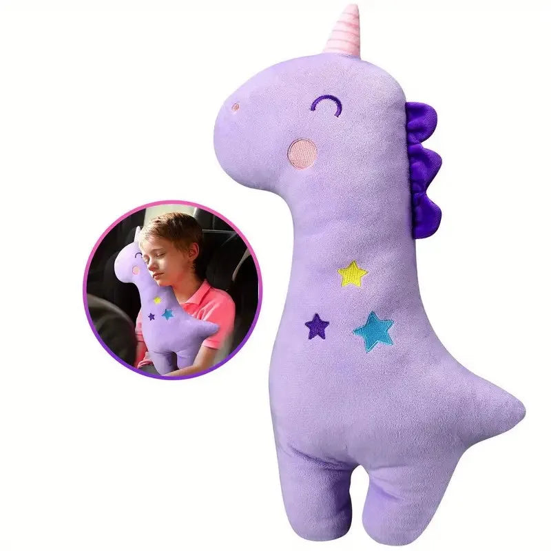A Must - buy! Cute Dinosaur and Unicorn - shaped Car Seat Belt Shoulder Covers, Made of Plush Material, Universal for All Cars