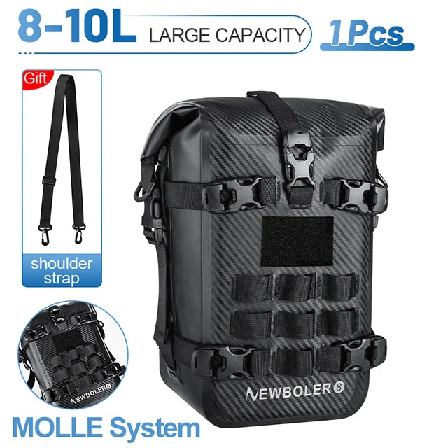 NEWBOLER 8/10L Motorcycle Bumper Bag Waterproof Frame Crash Bar Pack Outdoor Cycling Tool Placement Bag With Inner Support Board