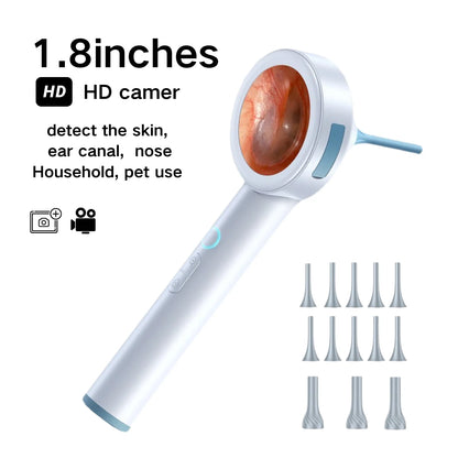 1.8’’ Screen Ear Camera Instant On/Record, Home & Pet Otoscope for Kids/Adults/Dogs/Cats, HD Visual Ear Cleaner