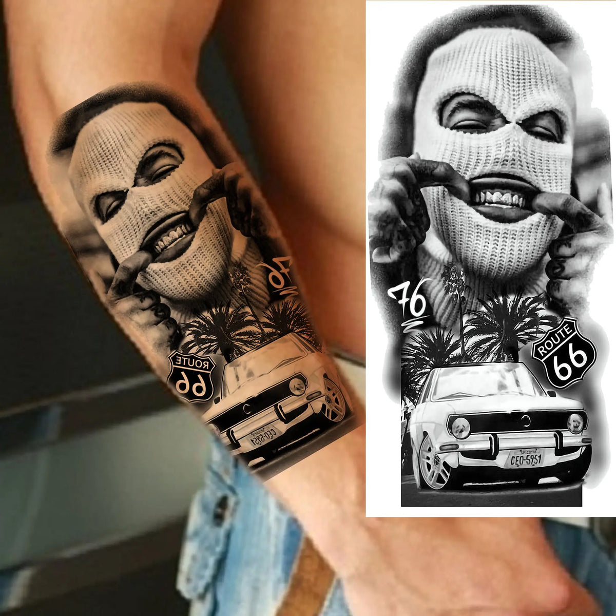 1 Sheets Chicano Prison Gangster Temporary Tattoos For Women Men Adults Fake Tattoo Sticker Water Transfer Self Adhesive Arm Leg