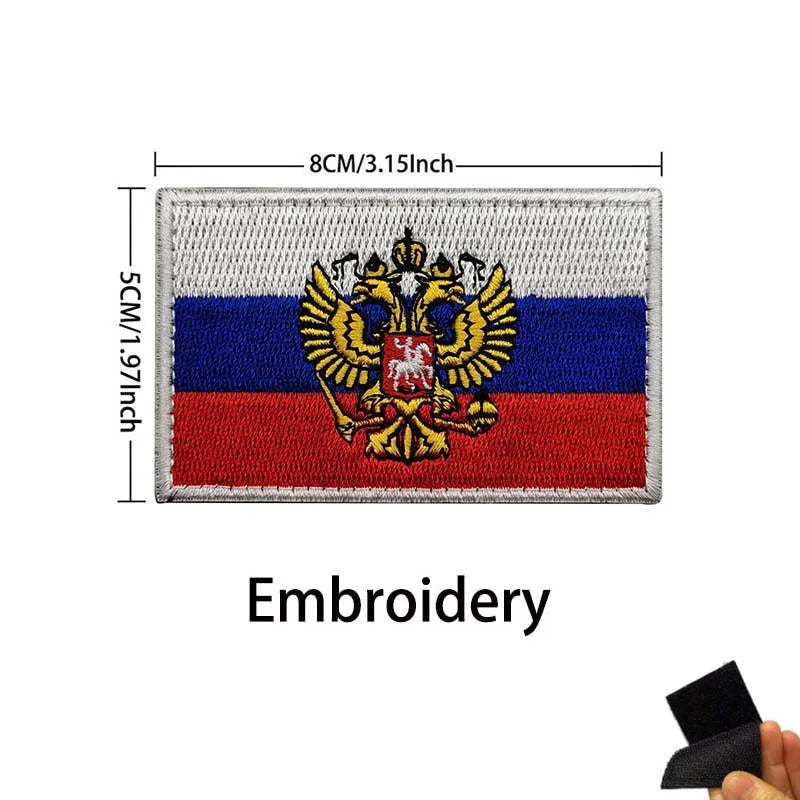 Russian Eagle Flag Emblem Russia Soldier,Knights Clothes Applique Embroidered Patch,Reflective Badges Military Tactical Stickers