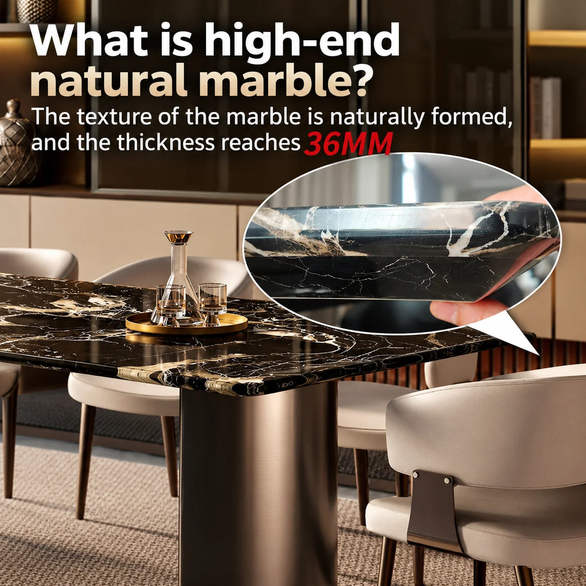 Any Size Custom Noble Light Luxury Marble Dining Table Delicate Tabletop Anti Stain Easy Clean High-end Apartment Dining Table