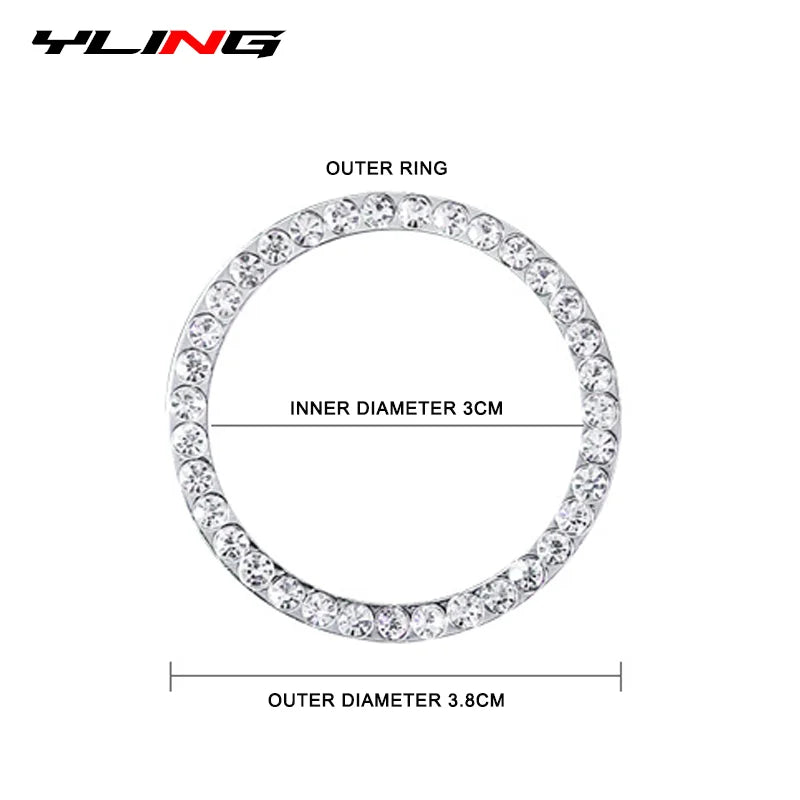 Decoration Ring Diamond Rhinestone Car Decor One Click Start Button Engine Start Stop Switch Button Cover