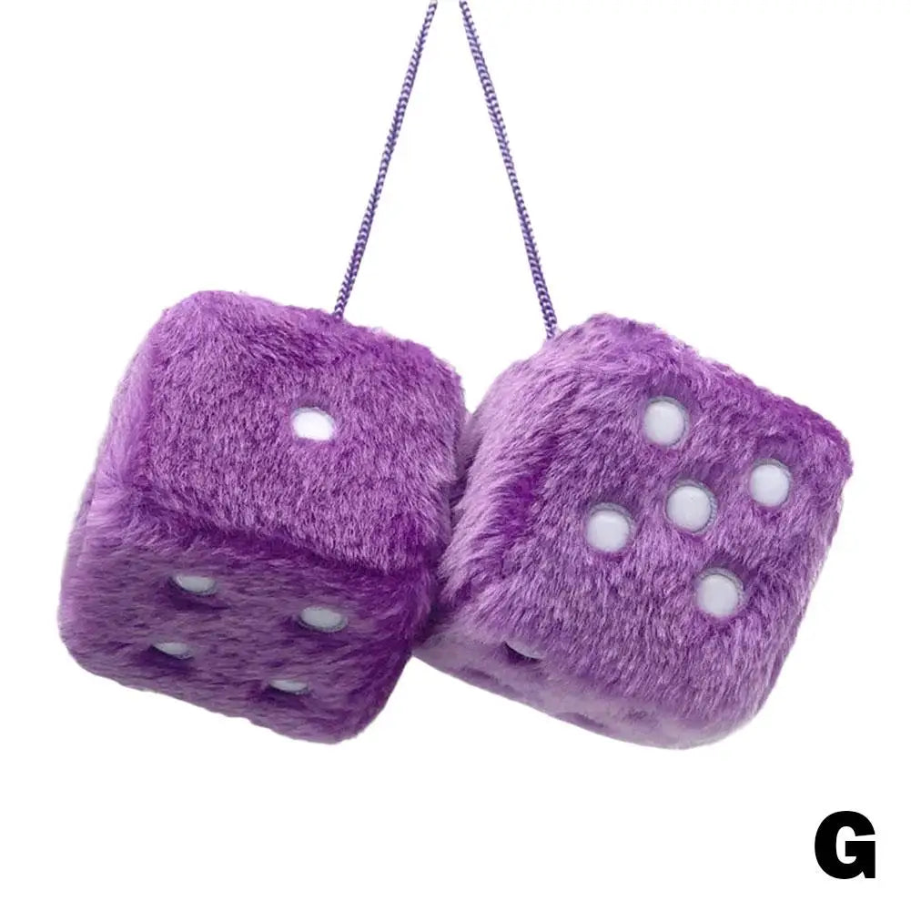 Big Long Hair Hot Stamping Dot Dice Plush Toy Cube Pendant Car Ornament Sieve Anime Car Decoration Accessories Auto Pendant