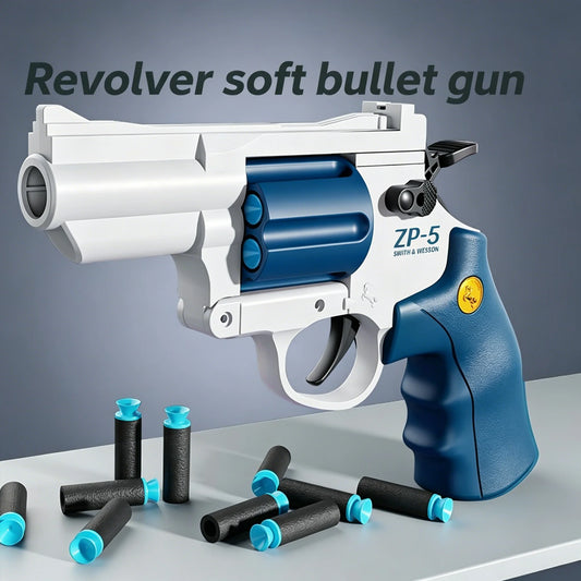 Continuous Fire Zp5 357 Revolver Launcher Toy Gun With Soft Dart Bullets For Cs Outdoor Game Fun Gifts For Kids And Adults
