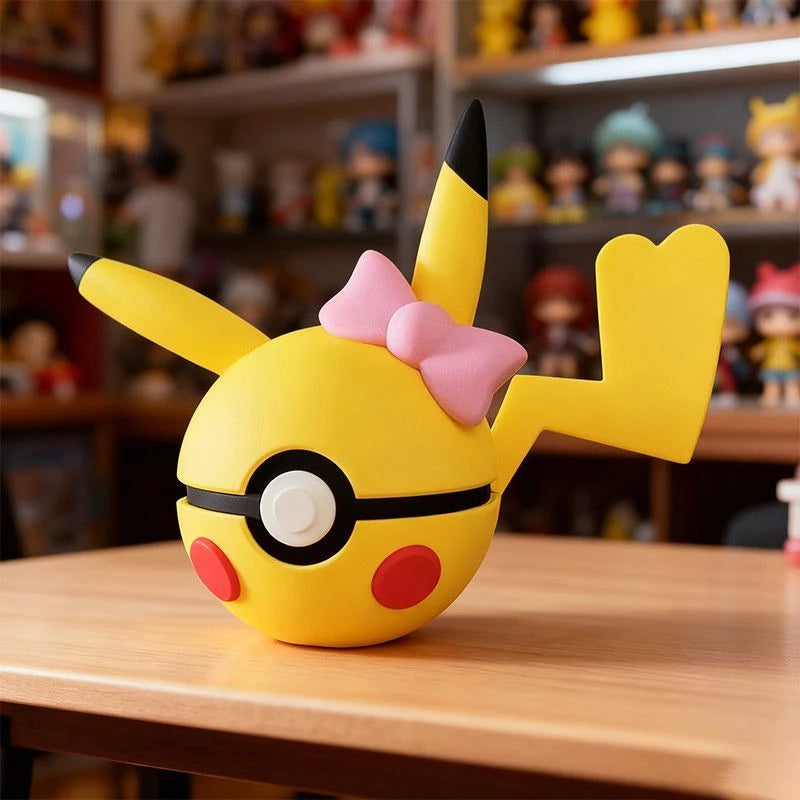 Pokemon Pokeball Figurine Pikachu Anime Character 3D Model Desktop Ornament Cartoon Collectible Decoration Perfect Gift for Fans