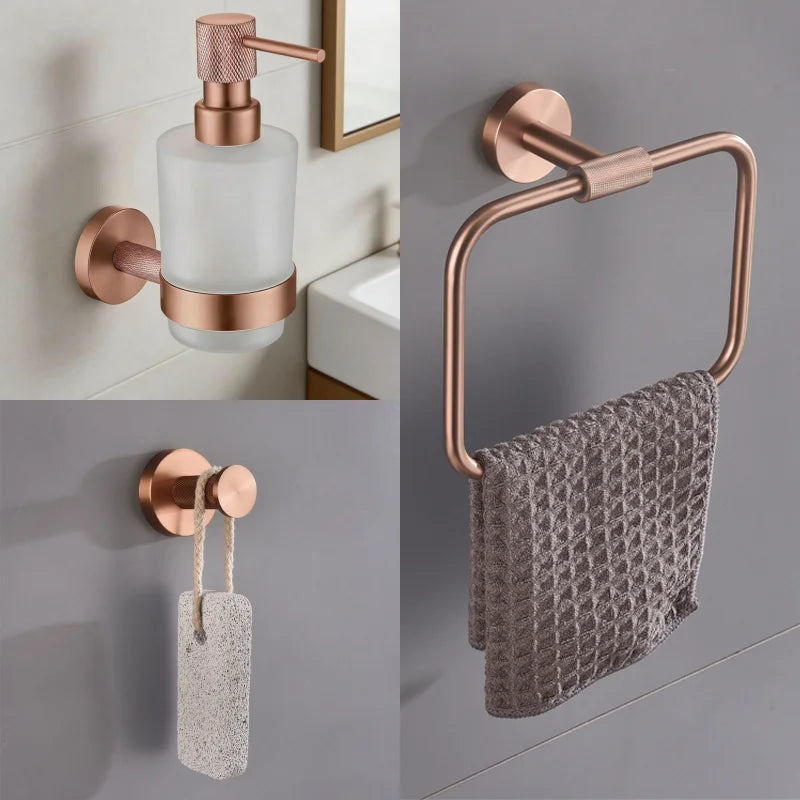 High Quality Soap Dispenser Toilet Brush Holder Toilet Paper Holder Towel Bar Rail Rack Hanger Hook Bathroom Accessories Set