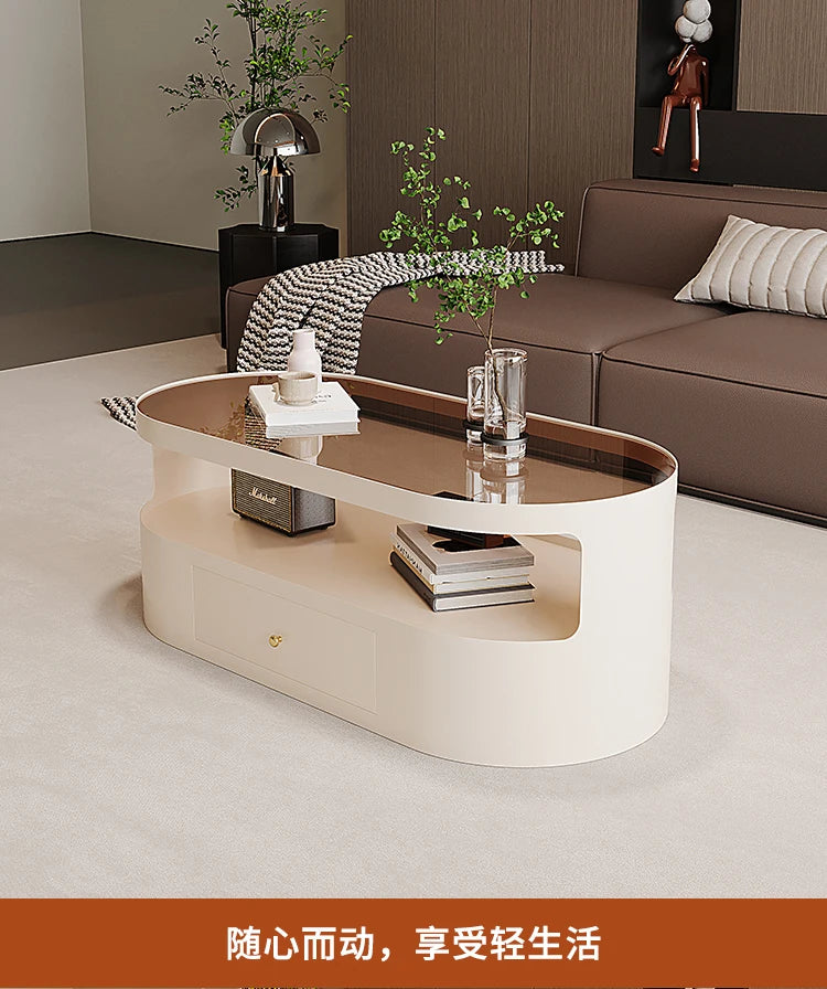 European Minimalist Coffee Table Hidden Storage Trendy Modern Luxury Coffee Table Living Room Beauty Table De Salon Furniture