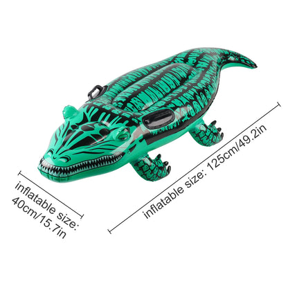 1PC Adventure-Ready Crocodile Inflatable Ride-on with Handles, Summer Thickened Pool Float